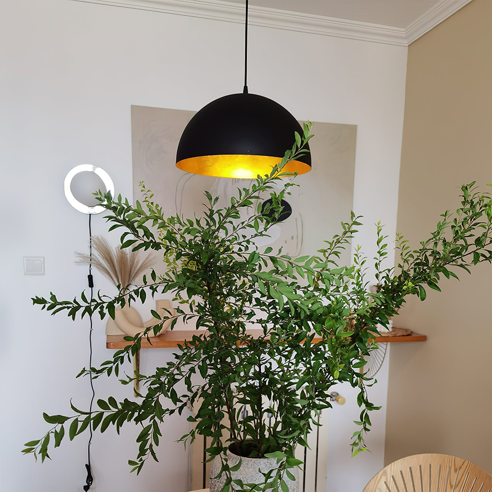 Marlow Dome Pendant Light - Modern Glass Ceiling Lamp for Dining Room, Kitchen Island & Bedroom Lighting - Elegant Hanging Fixture with Warm White Glow