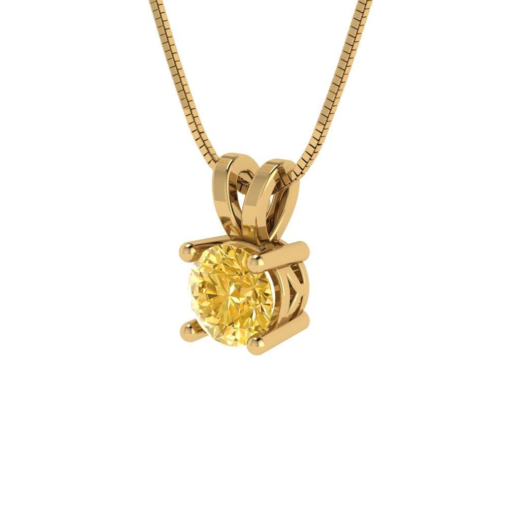 0.50ct Yellow Simulated Diamond Necklace - 18K Gold Pendant for Gifts & Parties