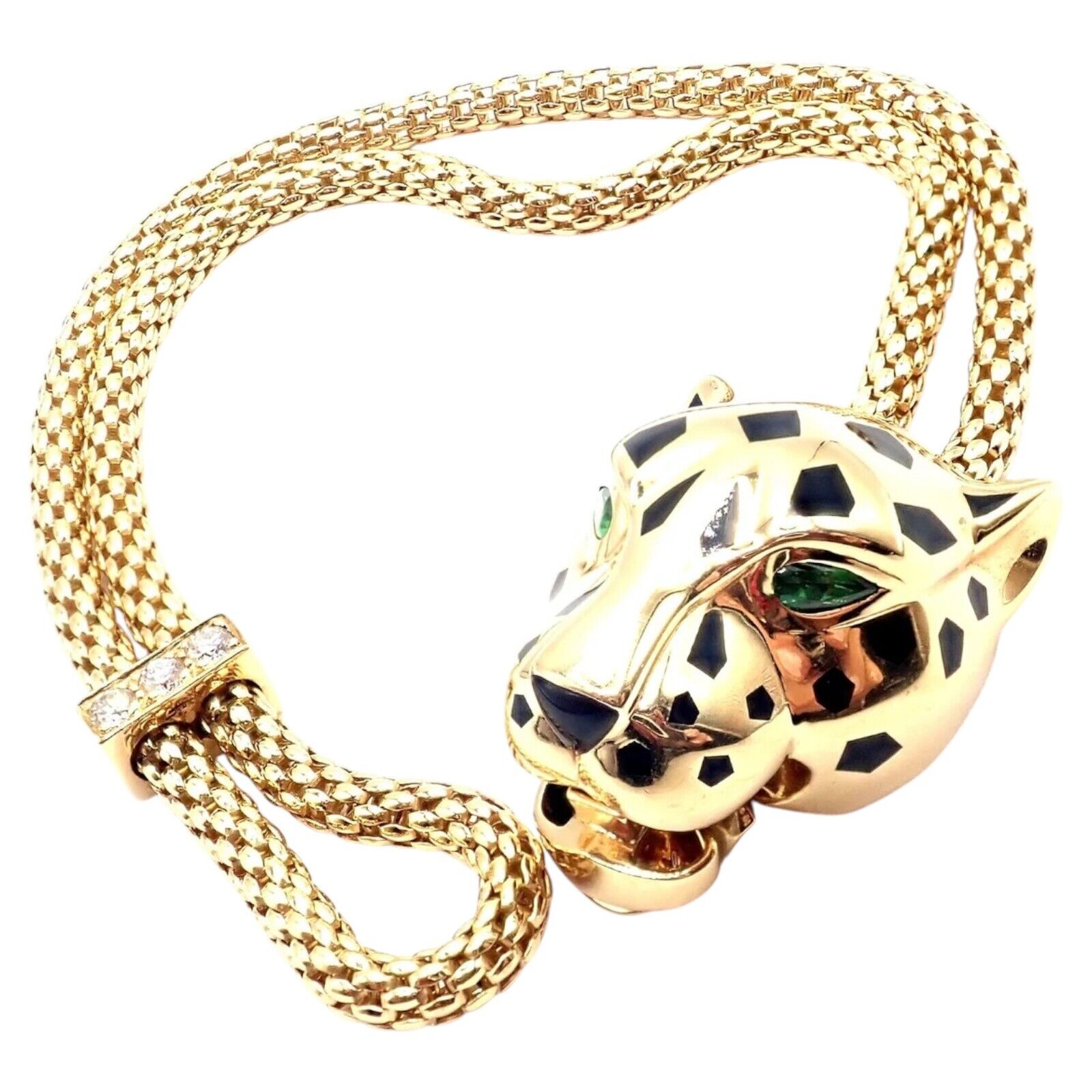 Authentic Cartier Panthère Panther 18K Gold Black Lacquer Diamond Bracelet with Certificate - Luxury Jewelry for Women, Perfect for Weddings, Parties & Special Occasions