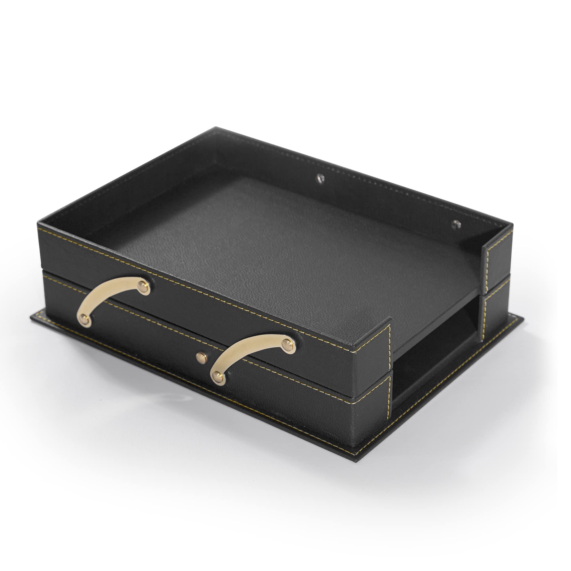 Premium MOOGCO Bonded Leather Desk Organizer Set - Stylish Office & Home Desk Accessories with Pen Holder, File Organizer & Notepad - Perfect for Workspace Organization, Executive Gifts & Home Office Decor