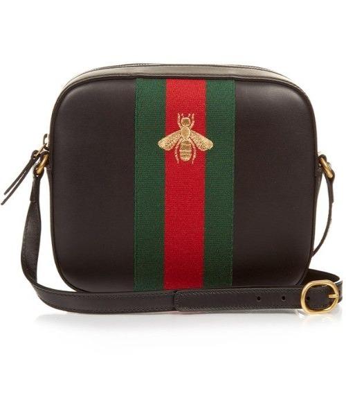 Gucci Bee Embroidered Leather Shoulder Bag for Women - Luxury Designer Handbag for Work, Travel & Everyday Use