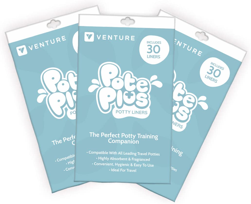 Venture 90 Pack Disposable Travel Potty Liners for Portable Potty - Leak Proof & Odor Control - Fits Most Toddler Travel Potty Seats - Perfect for Road Trips, Camping & Airplane Travel