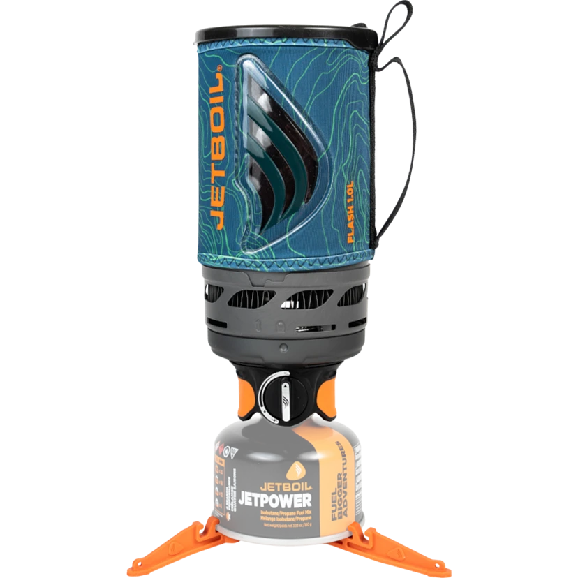 Jetboil Flash 1.0L Camping Stove with Ocean Topo Design - Lightweight Backpacking Cook System for Hiking, Camping & Outdoor Adventures