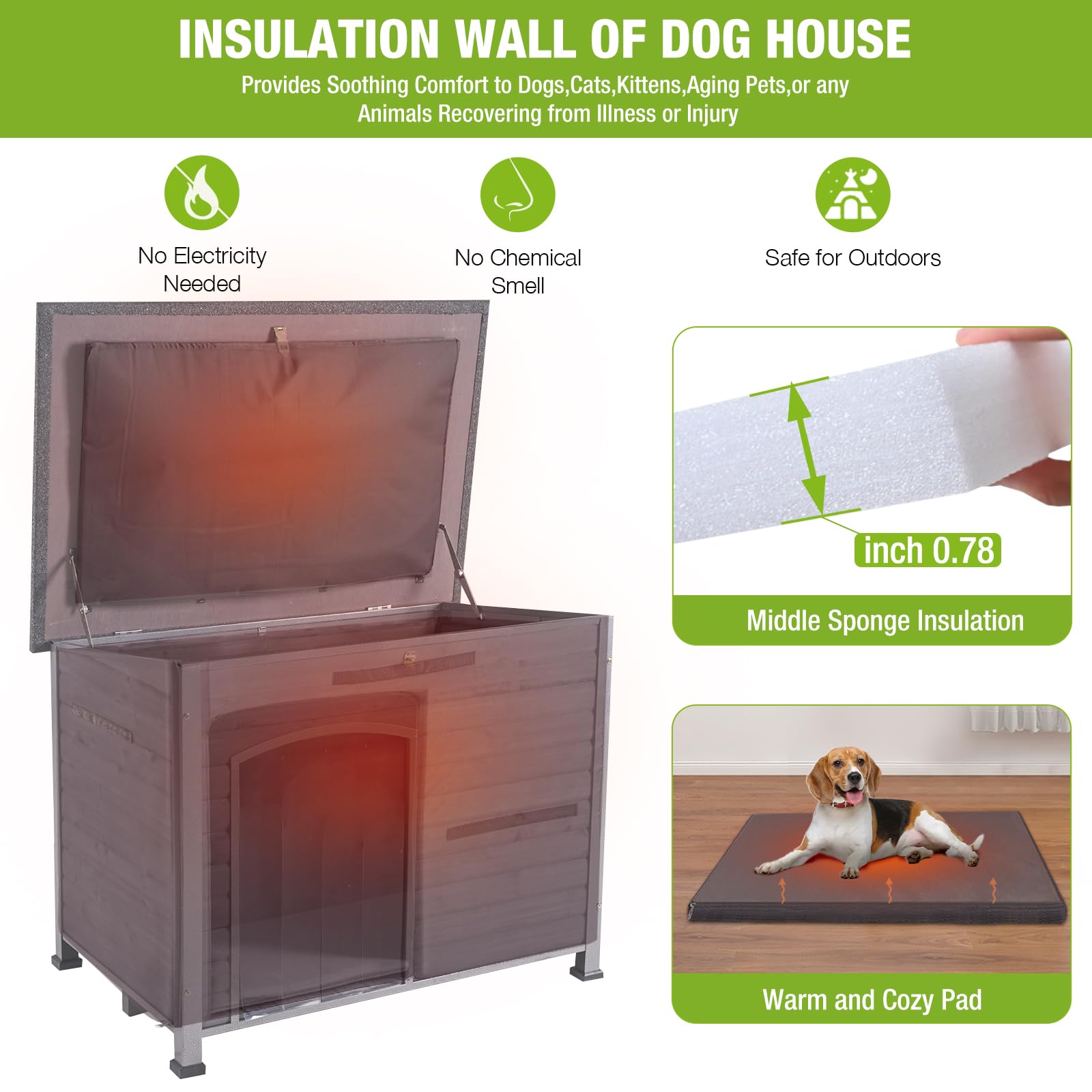 Insulated Outdoor Dog House with Removable Liner - Waterproof Winter Dog Kennel for Large & Small Dogs - Perfect for Backyard, Patio & Cold Weather Protection