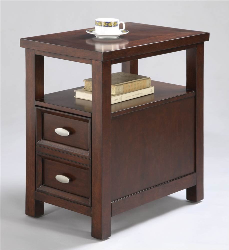 Cherry Finish Side Table with Drawer - Compact Nightstand for Bedroom, Living Room, or Office - Sturdy Wooden End Table with Storage Space