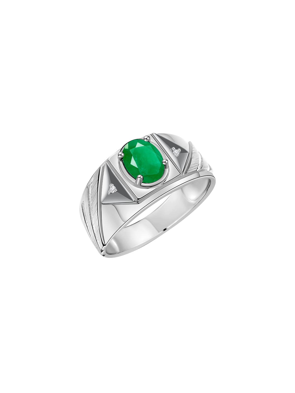 Rylos Men's Sterling Silver Designer Rings - 8x6MM Oval Gemstone & Diamond Accents - Classic Birthstone Rings for Men (Sizes 8-13) - Perfect for Weddings, Anniversaries & Gifts