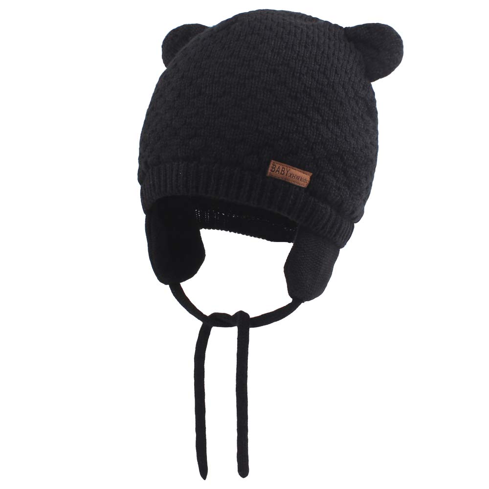 XIAOHAWANG Baby Hat - Cute Bear Earflap Beanie for Toddlers, Warm Winter Knit Hat for Boys & Girls - Perfect for Fall & Winter Outdoor Activities, Photoshoots, and Daily Wear