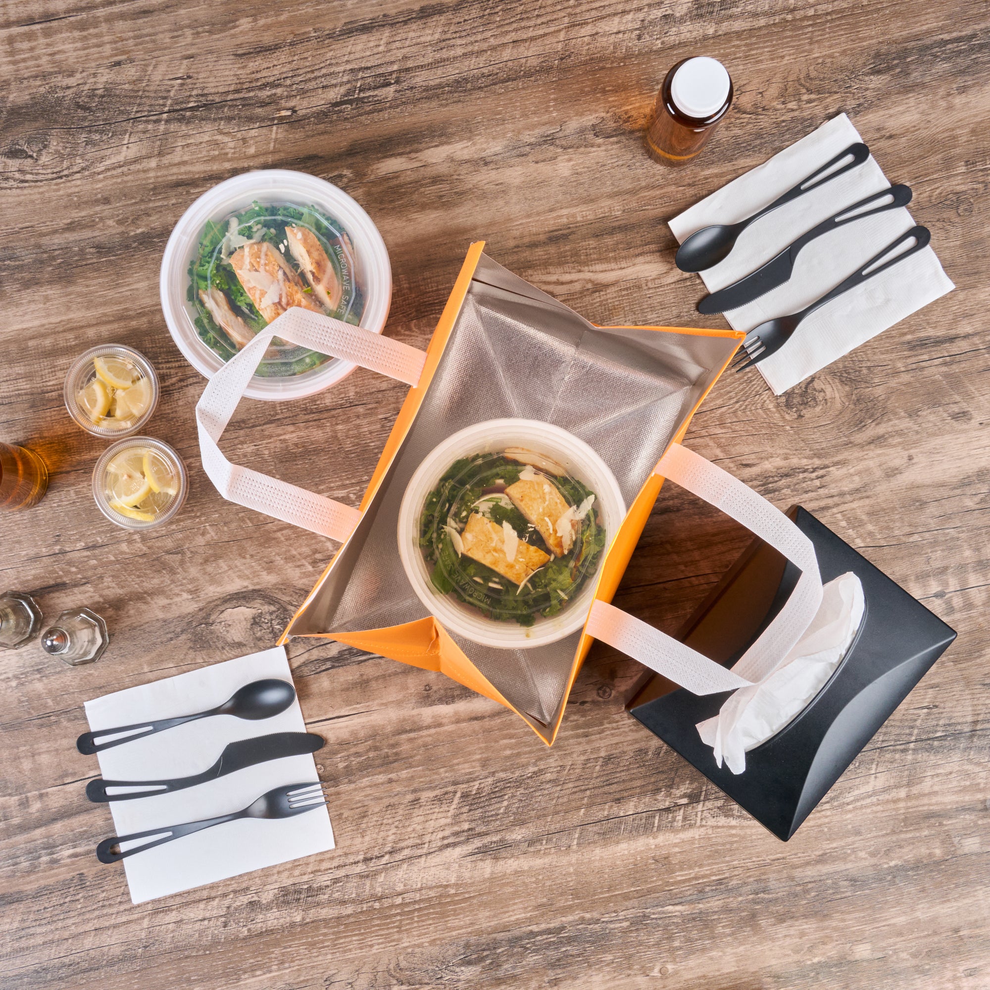 Orange Insulated Take Out Bags - Tamper Evident Food Delivery Bags (11.75