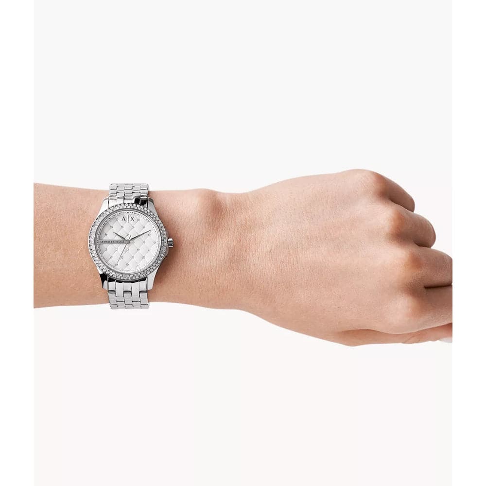 Armani Exchange AX5215 Women's Watch - Silver Stainless Steel Strap, Fashionable Analog Watch for Women | Perfect for Office, Party & Everyday Wear