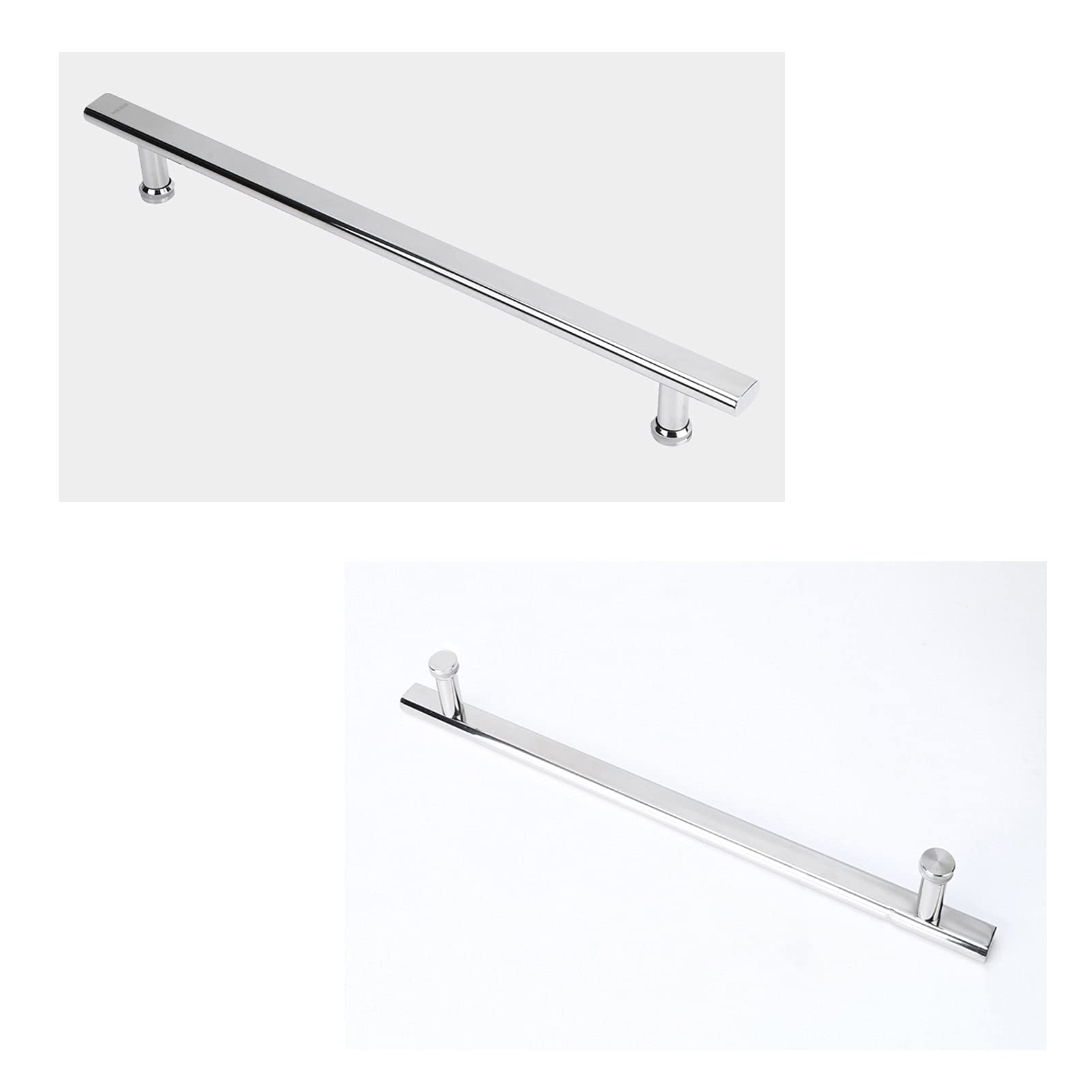 Stainless Steel Glass Door Handle for Bathroom - 400mm Full Polished Single-Sided Pull Handle Replacement - Perfect for Shower Doors, Glass Cabinets & Modern Interior Design