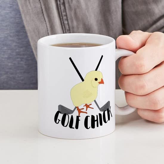 Golf Chick 11 oz Ceramic Coffee Mug - 325 ml White Tea Cup with Handle - Perfect for Golf Lovers, Office Use & Gift Giving