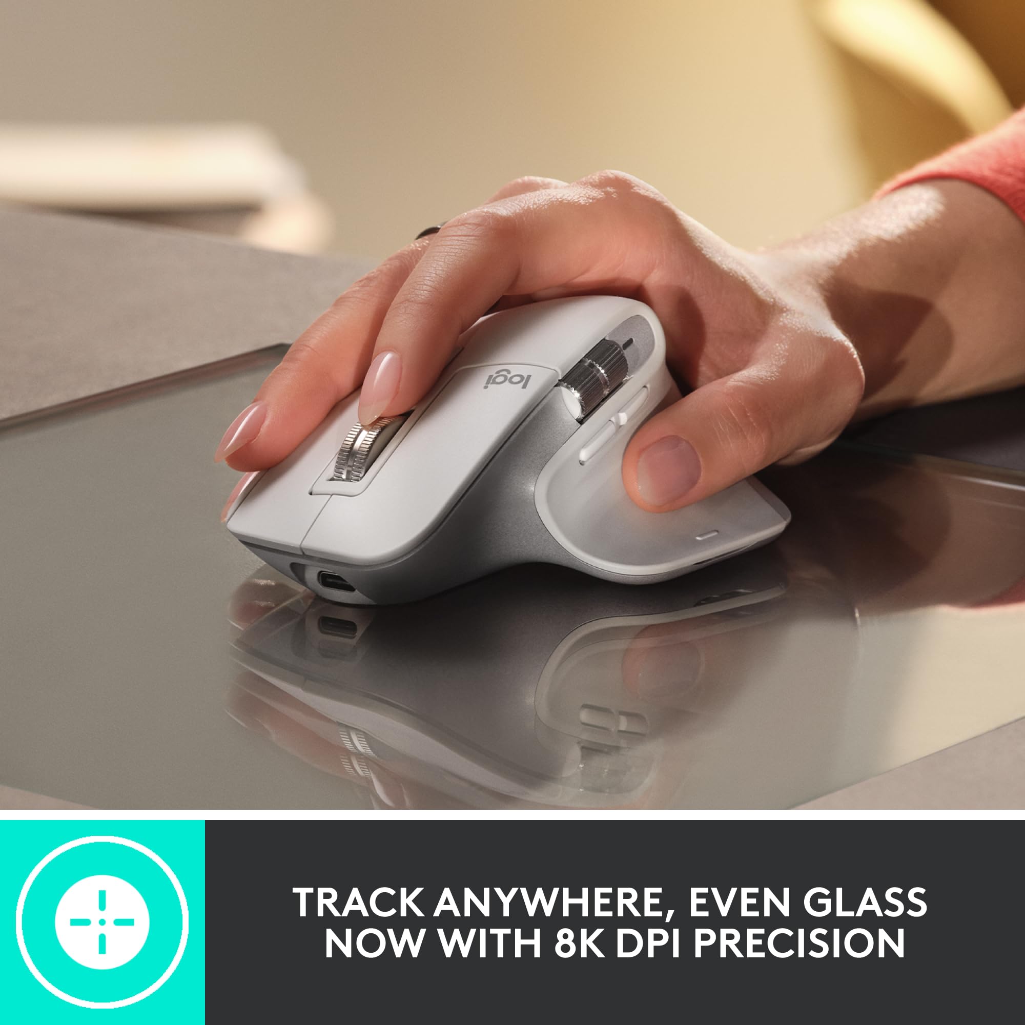 Logitech MX Master 3S Wireless Ergonomic Mouse - Ultra-Fast Scrolling, 8000 DPI Precision, Silent Clicks, Glass Surface Tracking, USB-C & Bluetooth Connectivity - Compatible with Windows, Linux, Chrome - Perfect for Graphic Design, Video Editing & Office Work