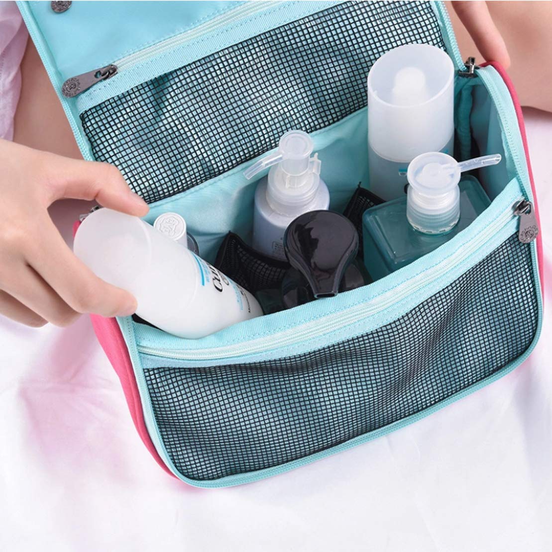 GIANT IMPEX Premium Travel Toiletry Organizer Kit - Waterproof Cosmetic & Makeup Bag for Men & Women (Green & Grey) | Perfect for Airplane Carry-On, Gym, Camping & Business Trips