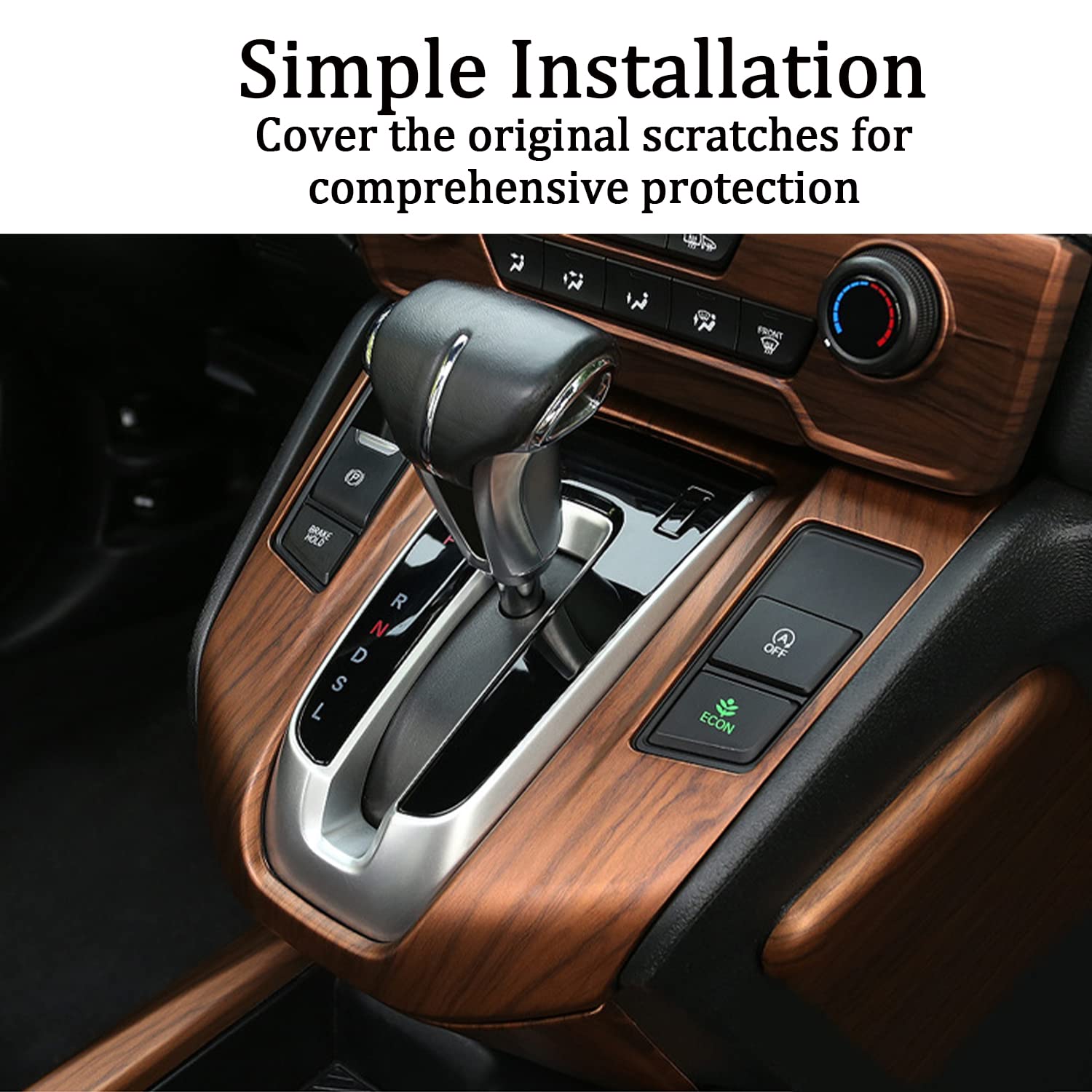 Honda CRV CR-V 2017-2022 Gear Shift Panel Cover - Wood Grain Transmission Decoration Accessory for LX EX EX-L Touring Gas Models | Car Interior Upgrade & Protection