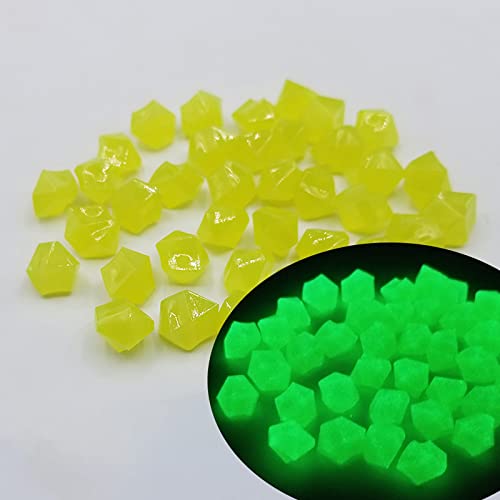 100PC Glow in The Dark Rocks - Diamond Shaped Luminous Stones for Outdoor Landscaping, Garden Decor, Aquarium & Walkway - Bright Yellow Glowing Pebbles for Nighttime Visibility & Safety