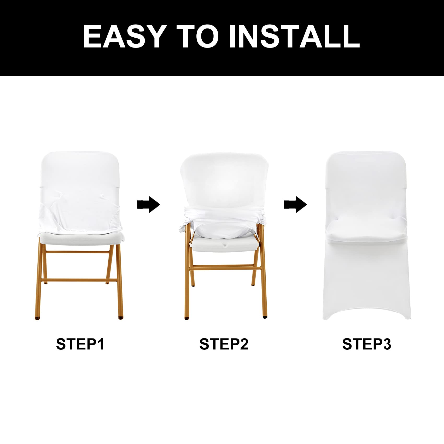 50PCS Stretch Spandex Chair Covers - Washable Removable Elastic Dining Chair Slipcovers for Living Room, Folding Chairs - Perfect for Parties, Weddings, Banquets & Hotel Events (Black)