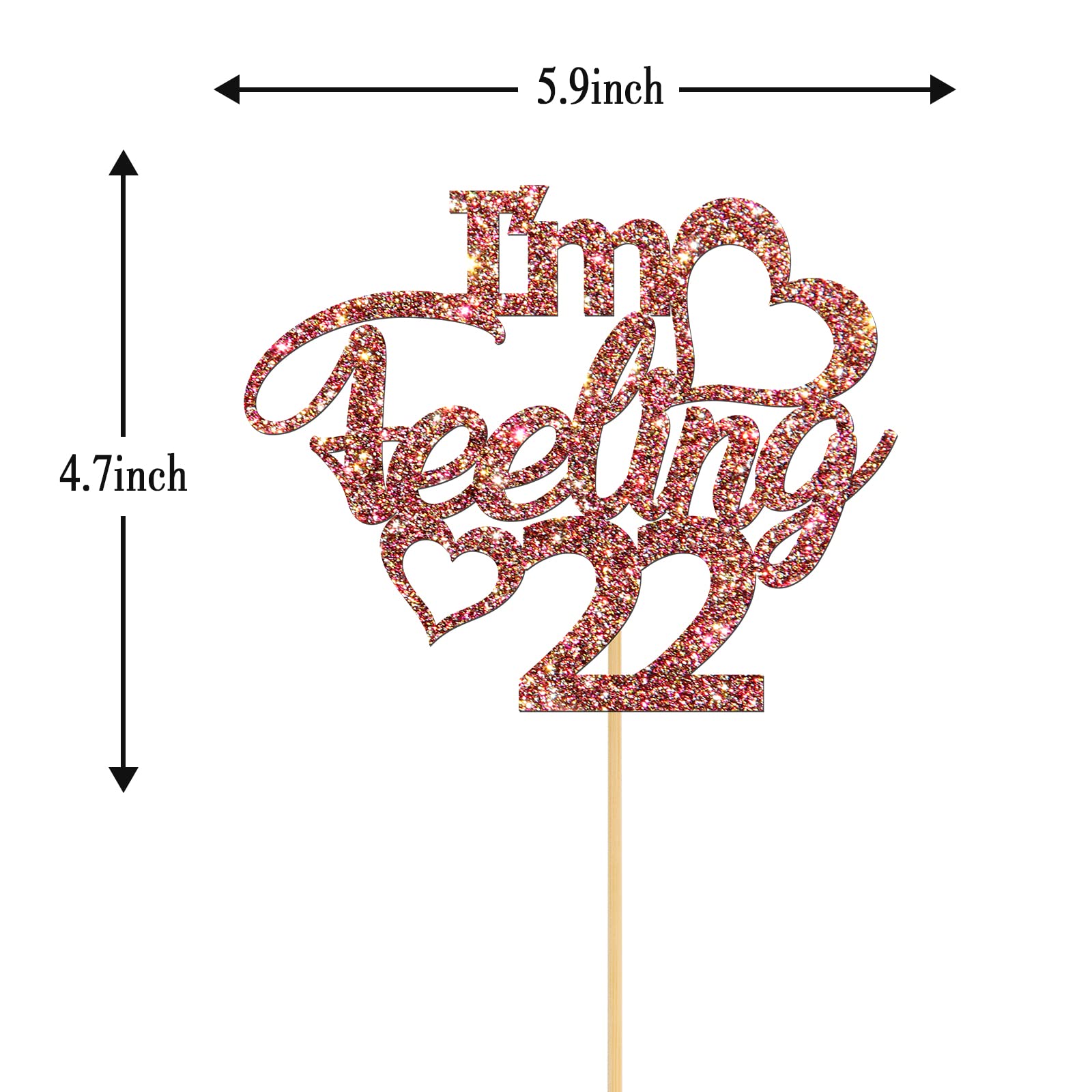 Belrew 'I'm Feeling 22' Glittery Rose Gold Cake Topper - 22nd Birthday Party Decorations, Cheers to 20 Years Theme Party Supplies | Perfect for Birthday Cakes, Cupcakes & Milestone Celebrations