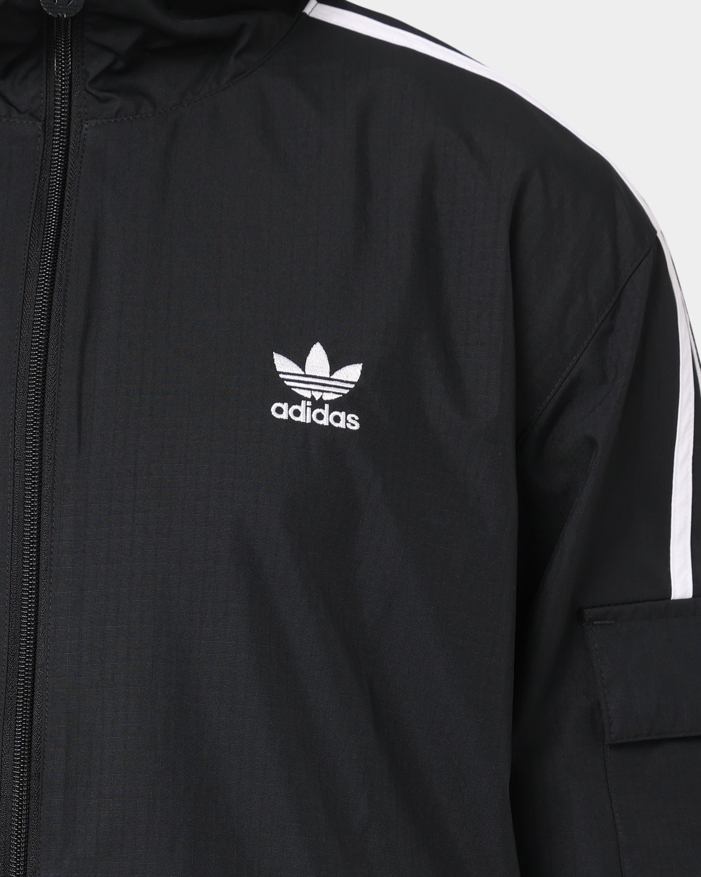 Adidas Classics 3 Stripe Full Zip Windbreaker Jacket - Black Men's Lightweight Hooded Track Jacket for Running, Gym & Outdoor Sports