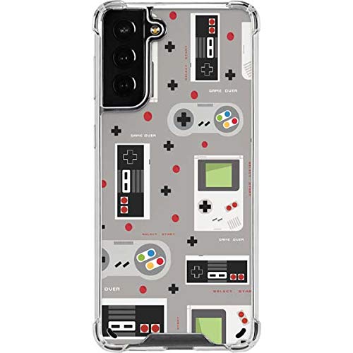 Skinit Clear Phone Case for Samsung Galaxy S21 Plus 5G - Retro Nintendo Pattern Design | Protective Cover for Gaming Enthusiasts & Vintage Lovers
