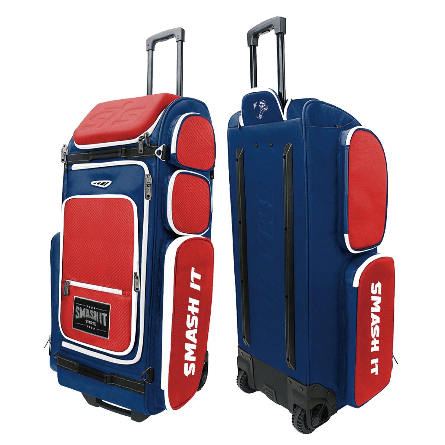 2025 Smash Ops Guerrilla V4 Roller Bag - Durable Carry-On Luggage with Spinner Wheels, Red & Navy Blue - Perfect for Travel, Business Trips & Weekend Getaways
