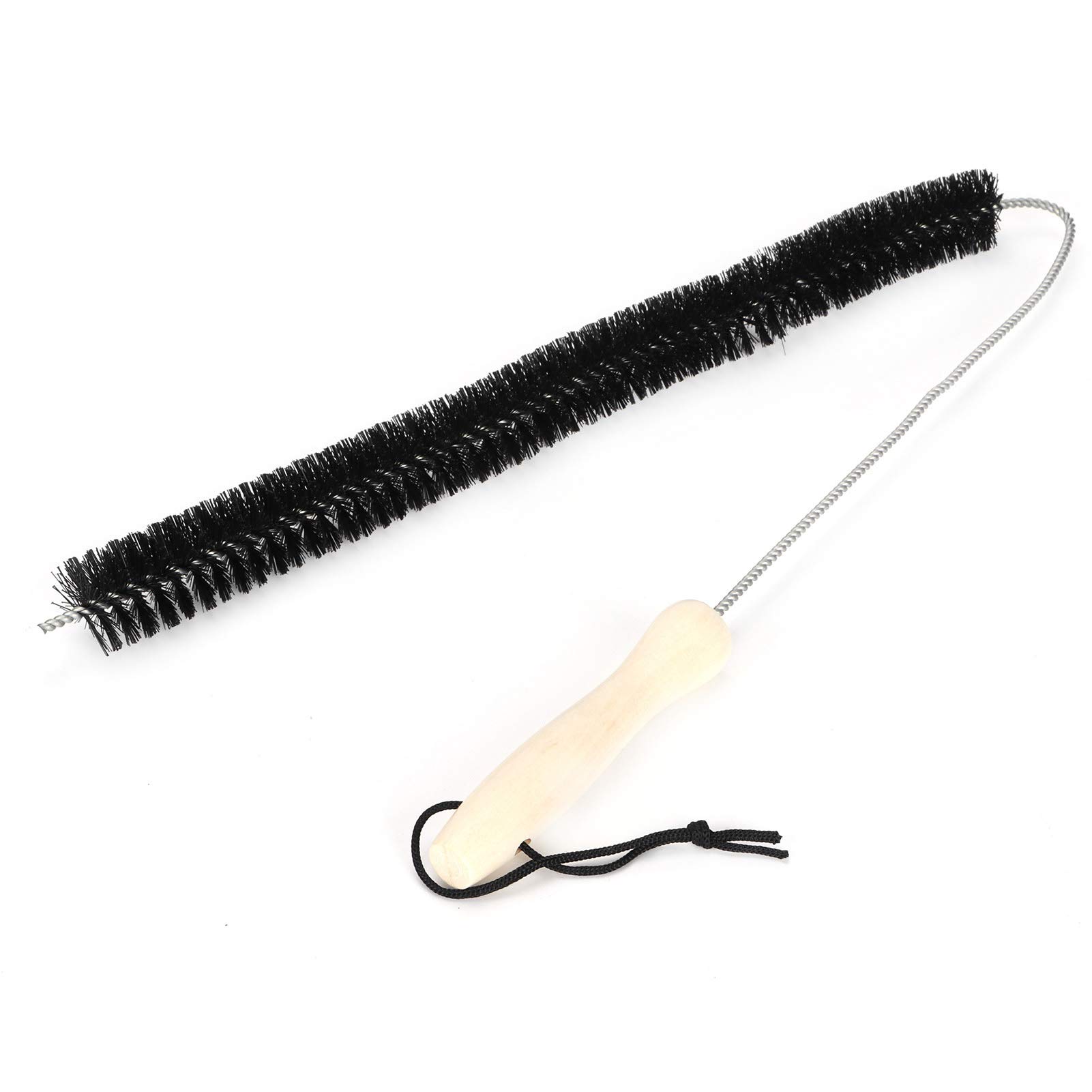 Stainless Steel Pipe Cleaning Brush - Heavy Duty Refrigerator & Dryer Vent Scrubber with Wood Handle (Black/Blue) - Perfect for Home Appliance Maintenance, HVAC System Cleaning, and Plumbing Pipe Descaling
