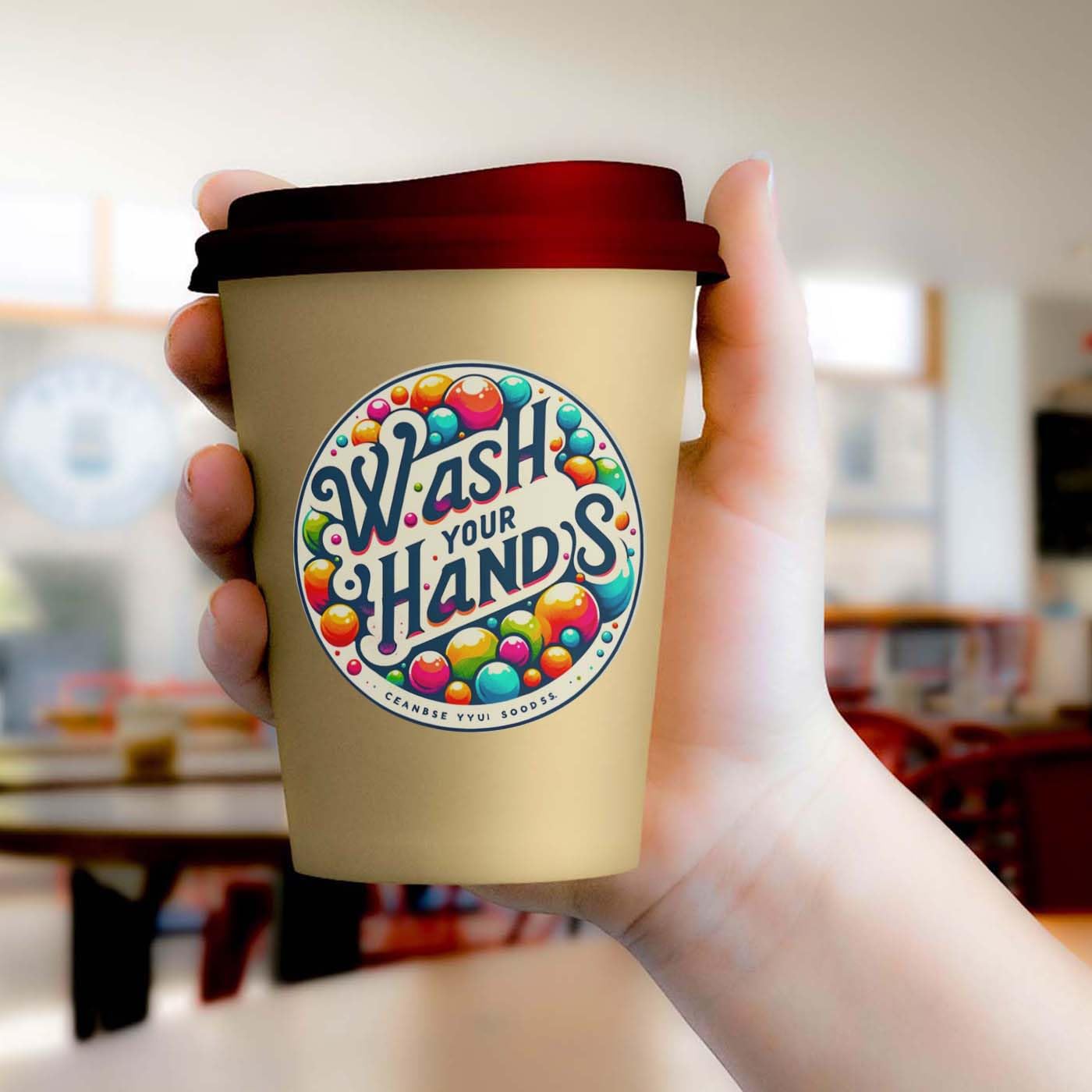 Custom Hand Washing Stickers for Business - Personalized Wash Your Hands Labels (100 Pack, 2x2 Inch) - Perfect for Restaurants, Offices & Public Spaces