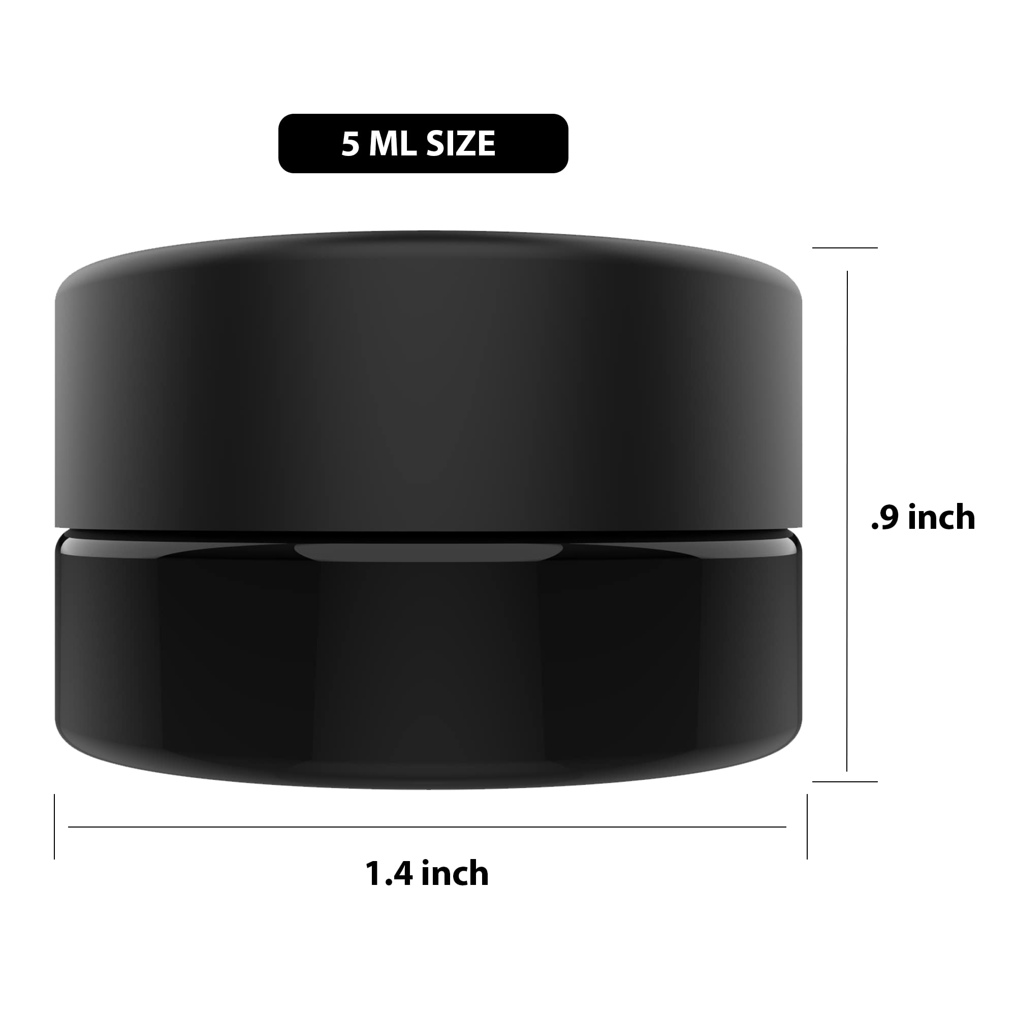 5ml Black Glass Jars with Child-Resistant Lids for Oil, Wax & Cosmetics Storage - 400 Pack