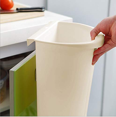 White Hanging Trash Can for Kitchen Cabinet Door - Space-Saving Garbage Bin with Lid, Perfect for Small Kitchens, Bathrooms, and RVs - Easy to Install & Clean