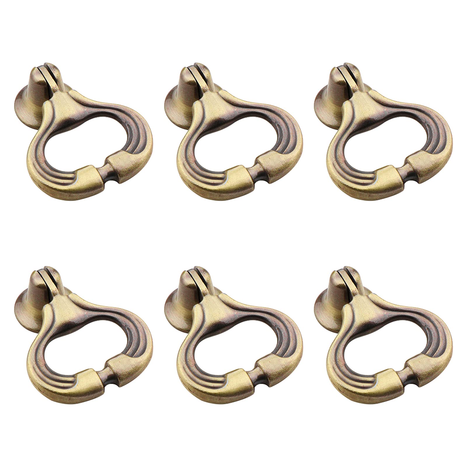 Antique Cabinet Pull Handle 6pcs - Green Bronze Knobs for Kitchen Cabinets & Wardrobe Drawers