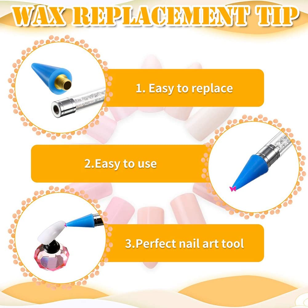 16 Pieces Nail Rhinestones Picker Replacement Tips for Nail Dotting Pen - Nail Art Gem Jewelry Kit for DIY Manicure & Nail Decoration - Perfect for Home Salon, Professional Nail Artists & Gift Giving