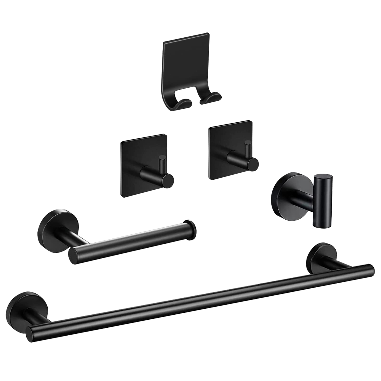 VOLPONE 6-Piece Matte Black Bathroom Hardware Set - 16