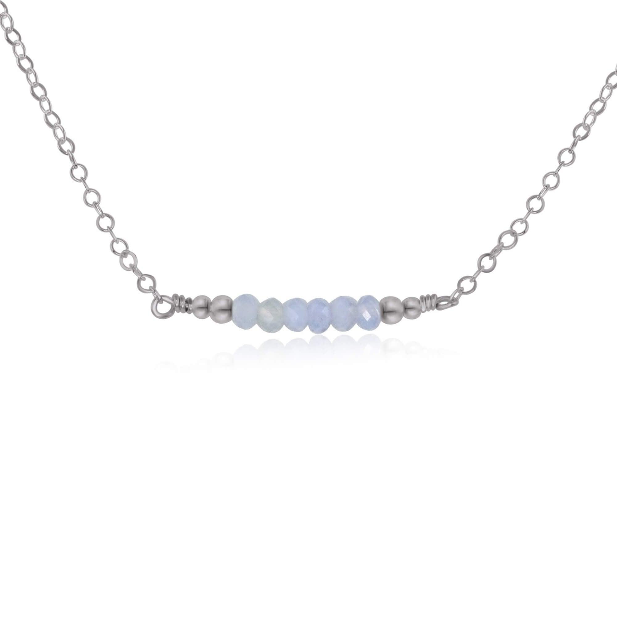 Sparkling Blue Lace Agate Faceted Bead Bar Necklace - Elegant Handmade Jewelry for Women, Gift for Her, Perfect for Weddings, Parties & Special Occasions