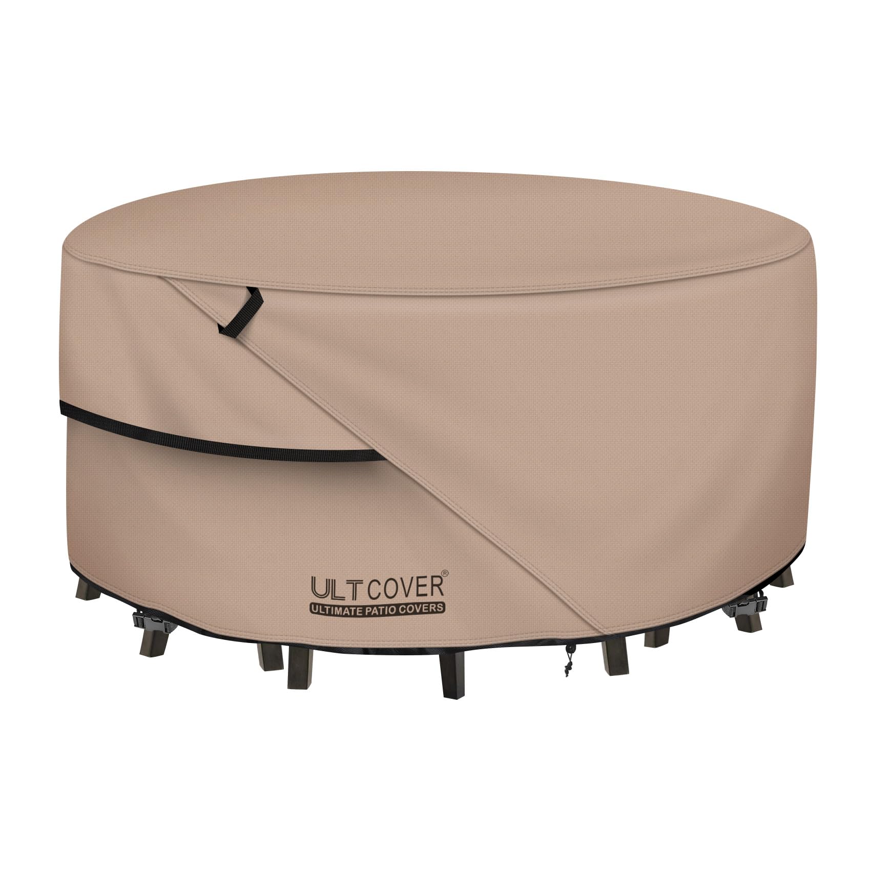 ULTCOVER 60 Inch Round Patio Furniture Cover - Waterproof Outdoor Table and Chair Set Protector for Garden, Deck, Backyard (All Weather Protection)