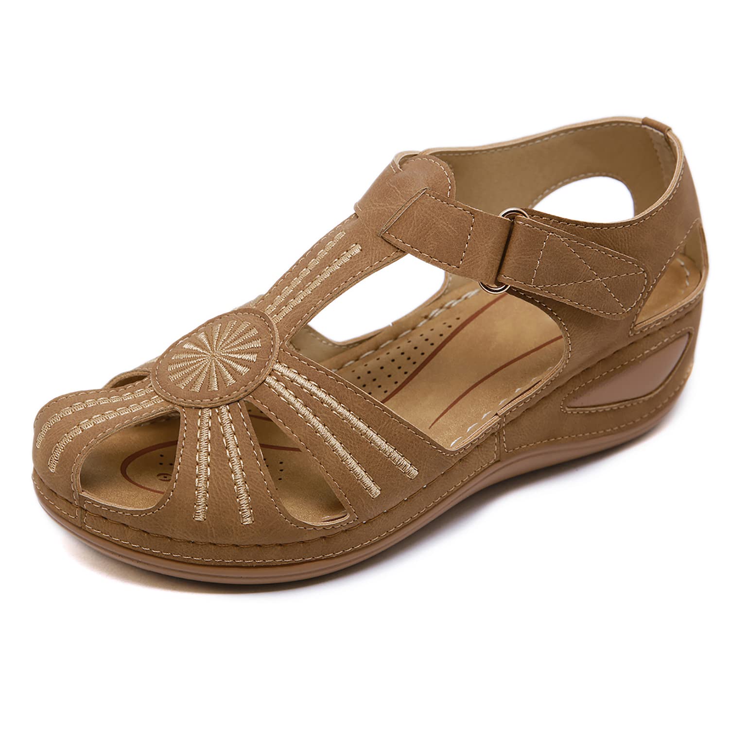 SHIBEVER Women's Wedge Sandals Summer - Comfortable Closed Toe Platform Sandals for Women, Dressy Wedge Heels Size 5-11 | Perfect for Beach, Vacation, and Casual Outfits