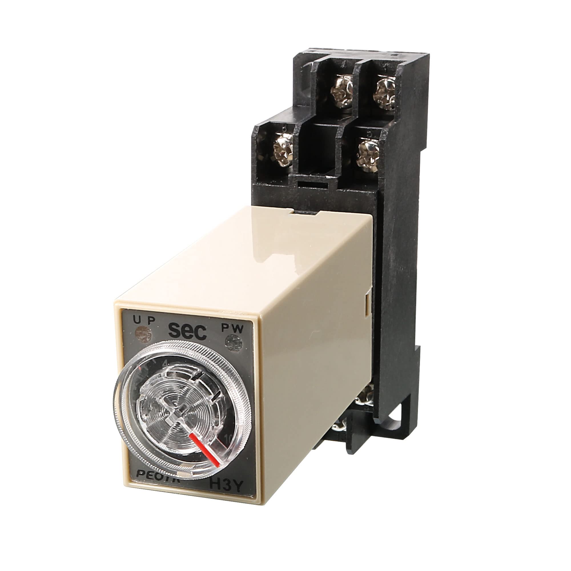 uxcell Rotary Knob Control DC 24V DPDT 0-10 Second Power on Delay Timer Relay - Perfect for Industrial Automation, HVAC Systems, and Electrical Equipment Control