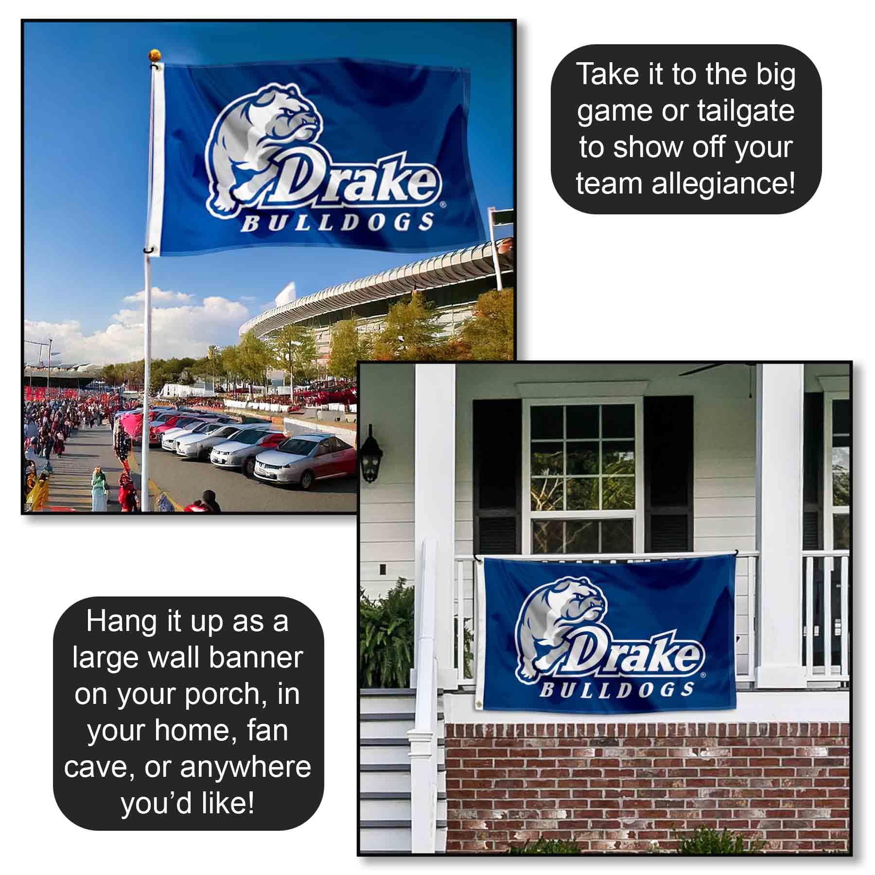 Drake Bulldogs University Large College Flag - 3x5 Feet NCAA Team Banner for Game Day, Tailgating, Dorm Room & Fan Decor