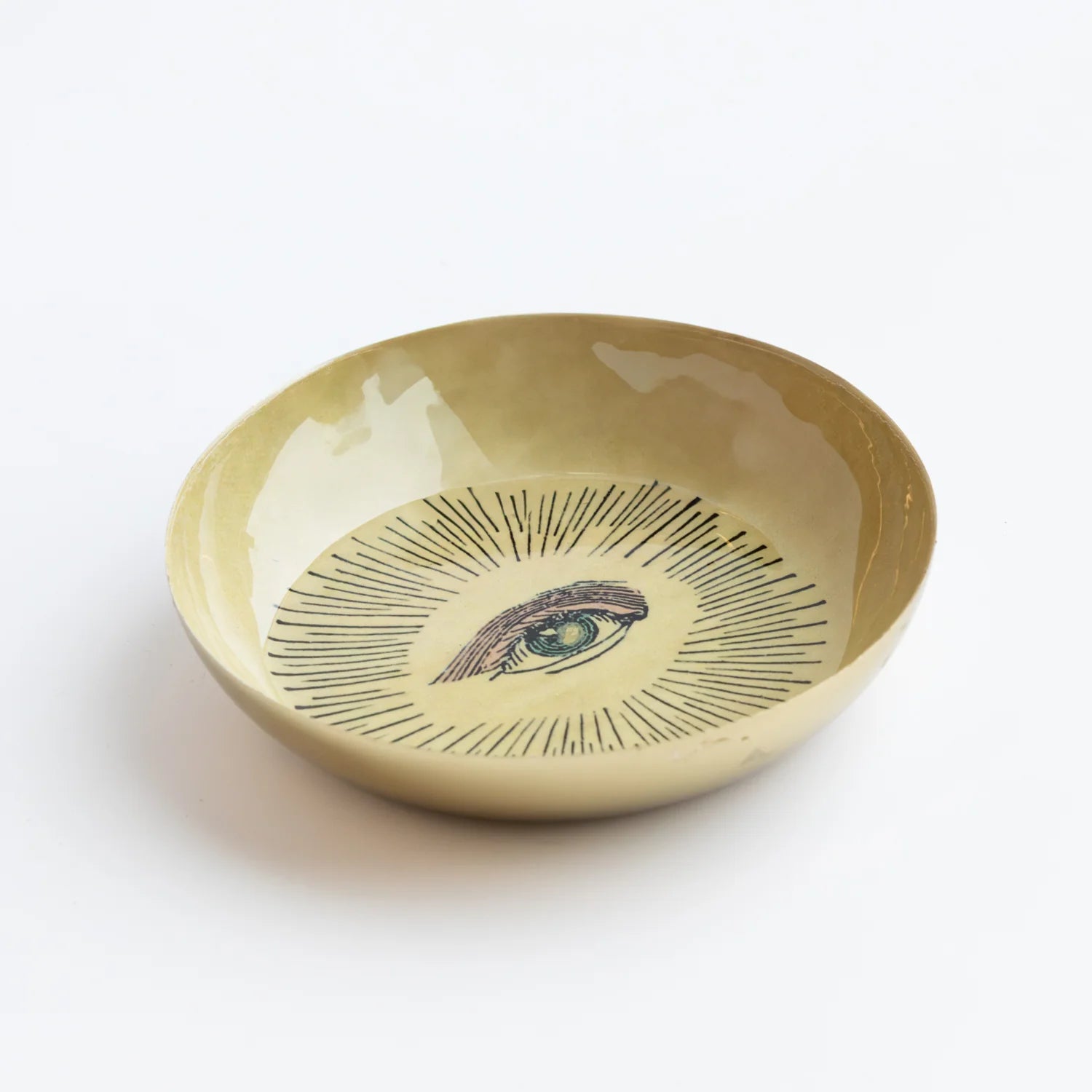 Enamel Trinket Dish with Eye Design - Elegant Jewelry Tray for Rings, Earrings & Small Accessories - Perfect for Vanity, Dresser & Gift Giving