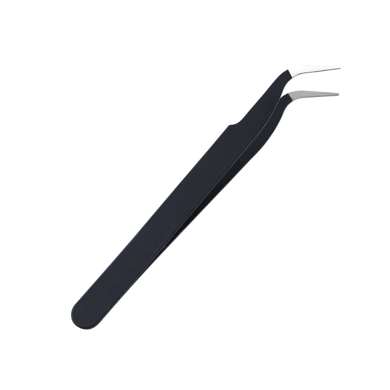 Professional False Eyelash Tweezers Set - 1PC Precision Eyelash Extension Tools with Clip Pliers & Eyebrow Tweezers for Makeup, Hair Styling, Nail Art & Soldering (Black) - Perfect for Salon, Home Use & DIY Beauty
