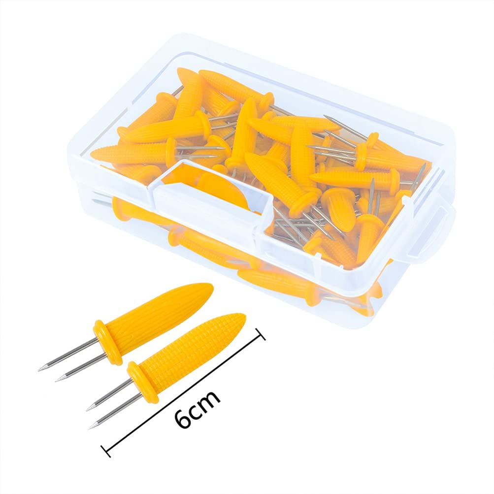 Happyyami 50 Pack Corn-Shaped Handle BBQ Forks - Heat-Resistant & Anti-Scalding Roasting Sticks for Grilling, Camping & Picnic - Perfect for Outdoor Cooking, Backyard Parties & Family Gatherings