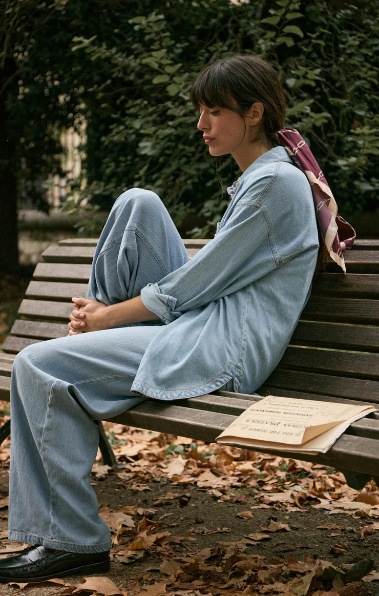 Z Supply All Day Luxe Soft Denim Jacket for Women - Lightweight Comfortable Denim Jacket with Stretch, Perfect for Casual Outfits & Layering in Spring/Fall