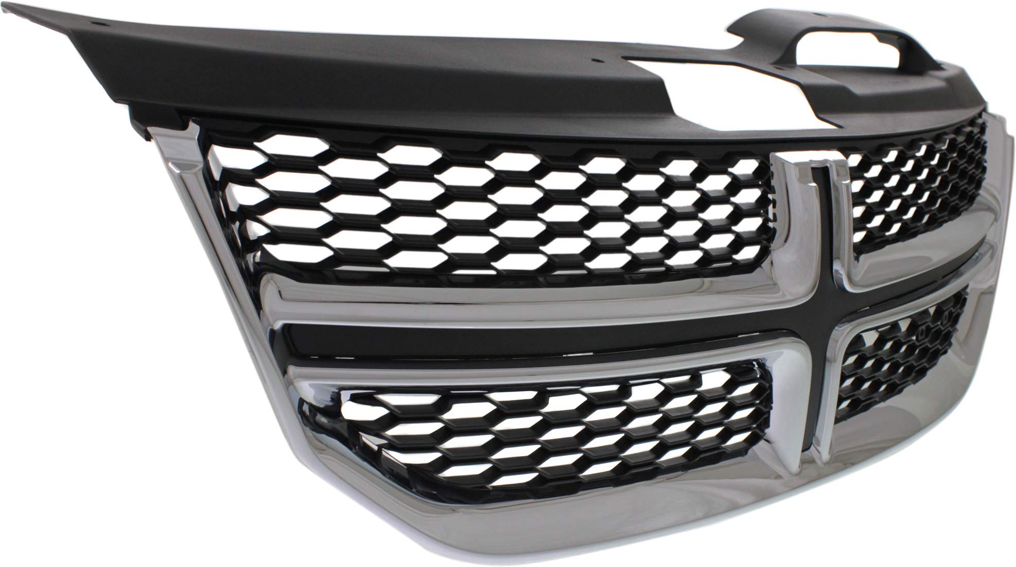 Textured Black Shell Grille with Chrome Molding for Dodge Journey 2011-2020 | Fog Light Delete | Replacement Grille for 2012-2019 Models | Upgrade Your Car's Front Styling