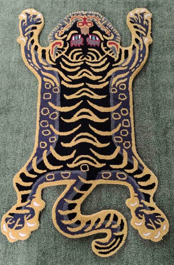 Handmade 100% Wool Tibetan Tiger Skin Rug - 4x6 Ft Tufted Area Rug for Kids Room & Bedroom - Durable, Non-Slip Animal Print Carpet - Perfect for Nursery Decor, Bohemian Home, or Unique Gift (Multicolor)