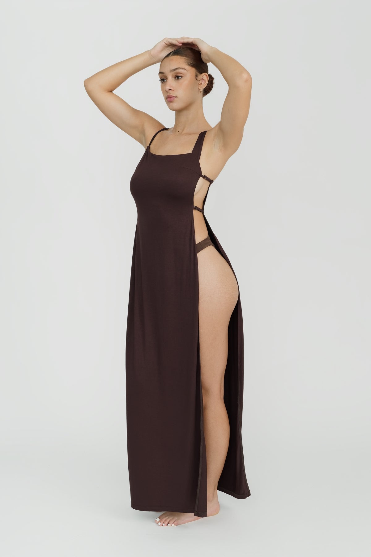Monroe Maxi Dress for Women - Elegant Chocolate Brown Long Flowy Dress for Summer, Beach, and Casual Outings