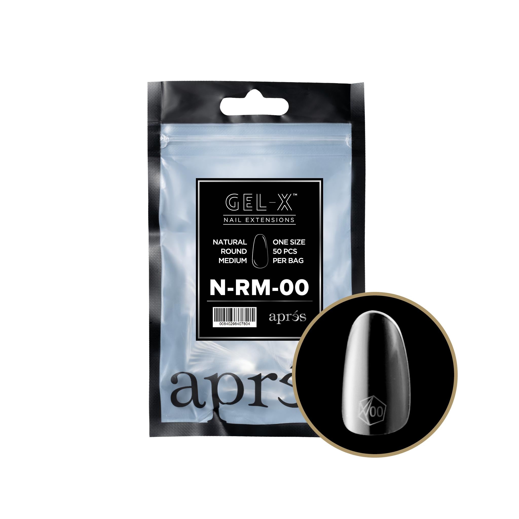 Apres Gel X 2.0 Refill Bags - Natural Round Medium Size 00 (50 Pcs) | Professional Nail Extension Kit for Salon & Home Manicure | Perfect for DIY Nail Art & Gel Extensions