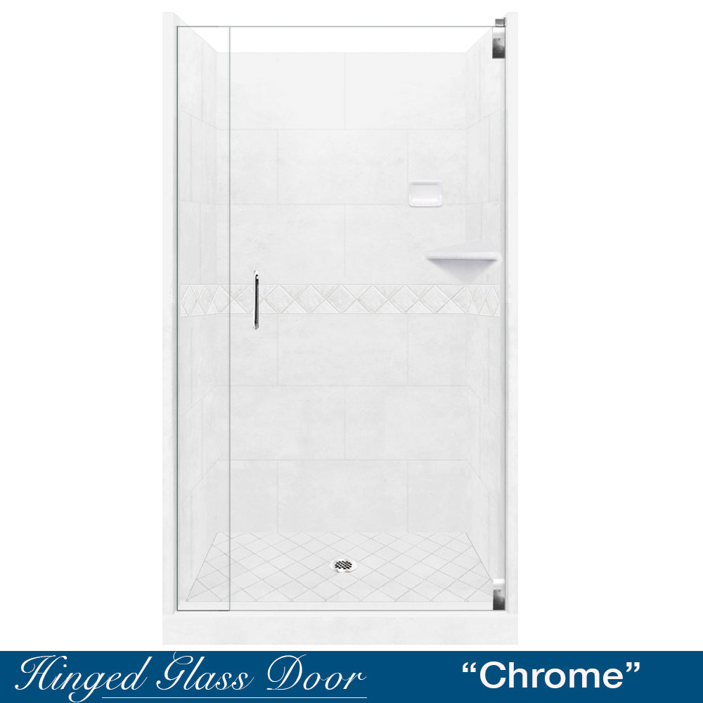Alcove Natural Buff Sistine Stone & Diamond Stone Accent DIY Shower Remodel Kit - Easy Bathroom Upgrade for Home Renovation