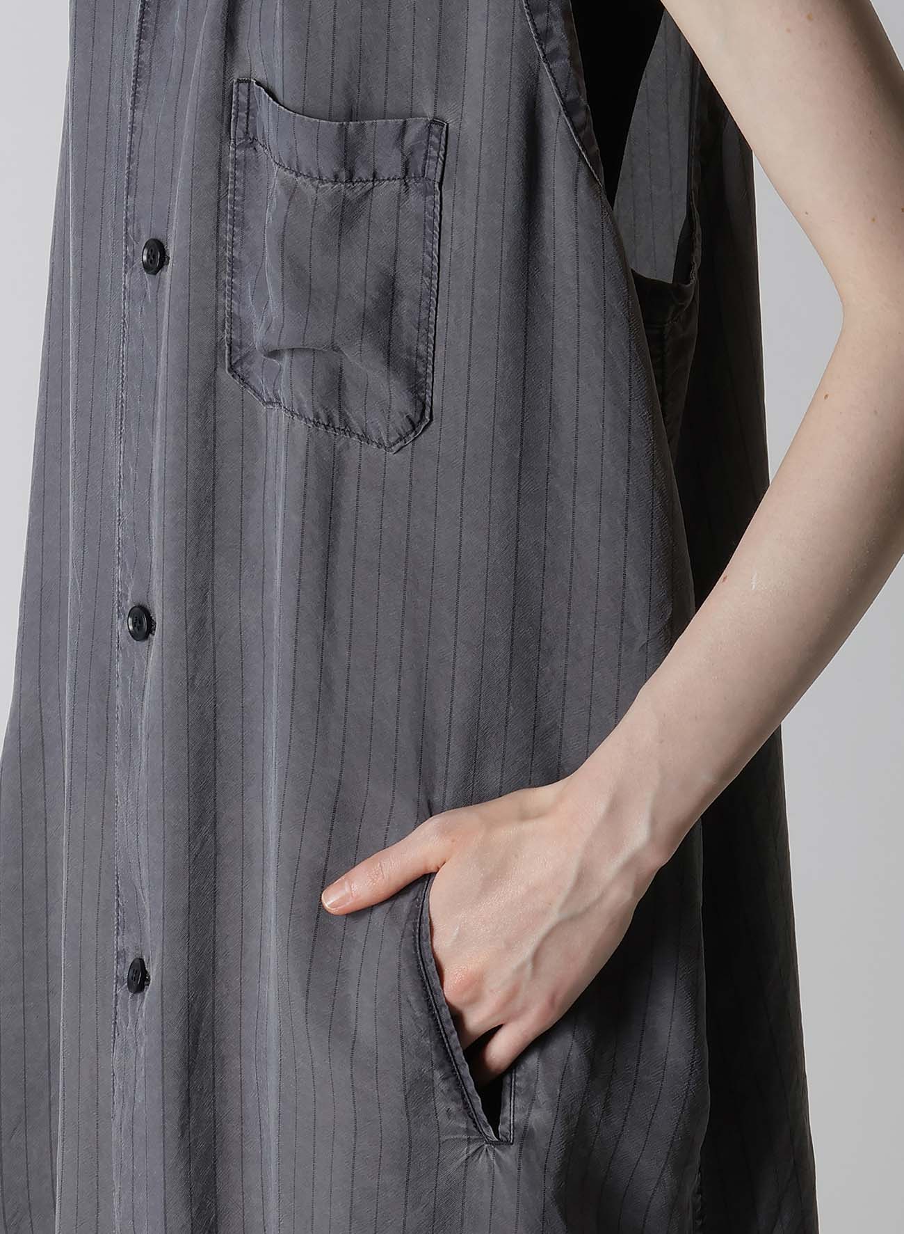 Cupro Stripe Sleeveless Shirt Dress for Women - Summer Casual & Office Wear - Breathable & Comfortable