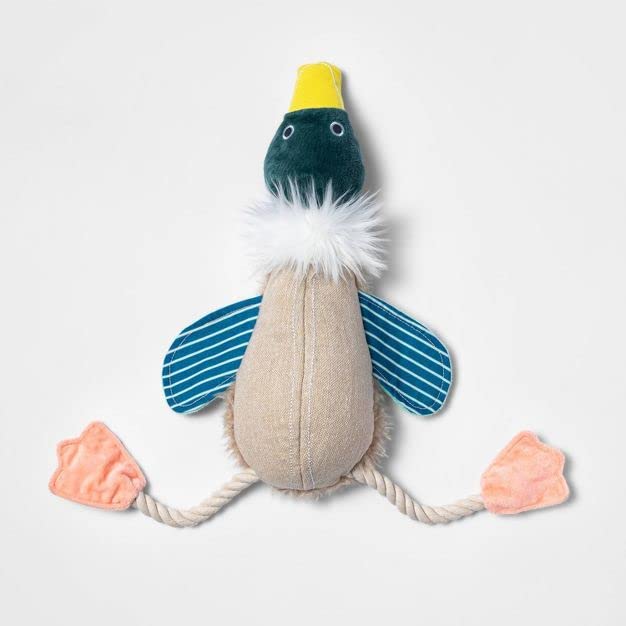 **Boots & Barkley Large Duck Plush Dog Toy with Rope – Durable Chew Toy for Aggressive Chewers, Interactive Play & Training – Perfect for Indoor & Outdoor Fun**