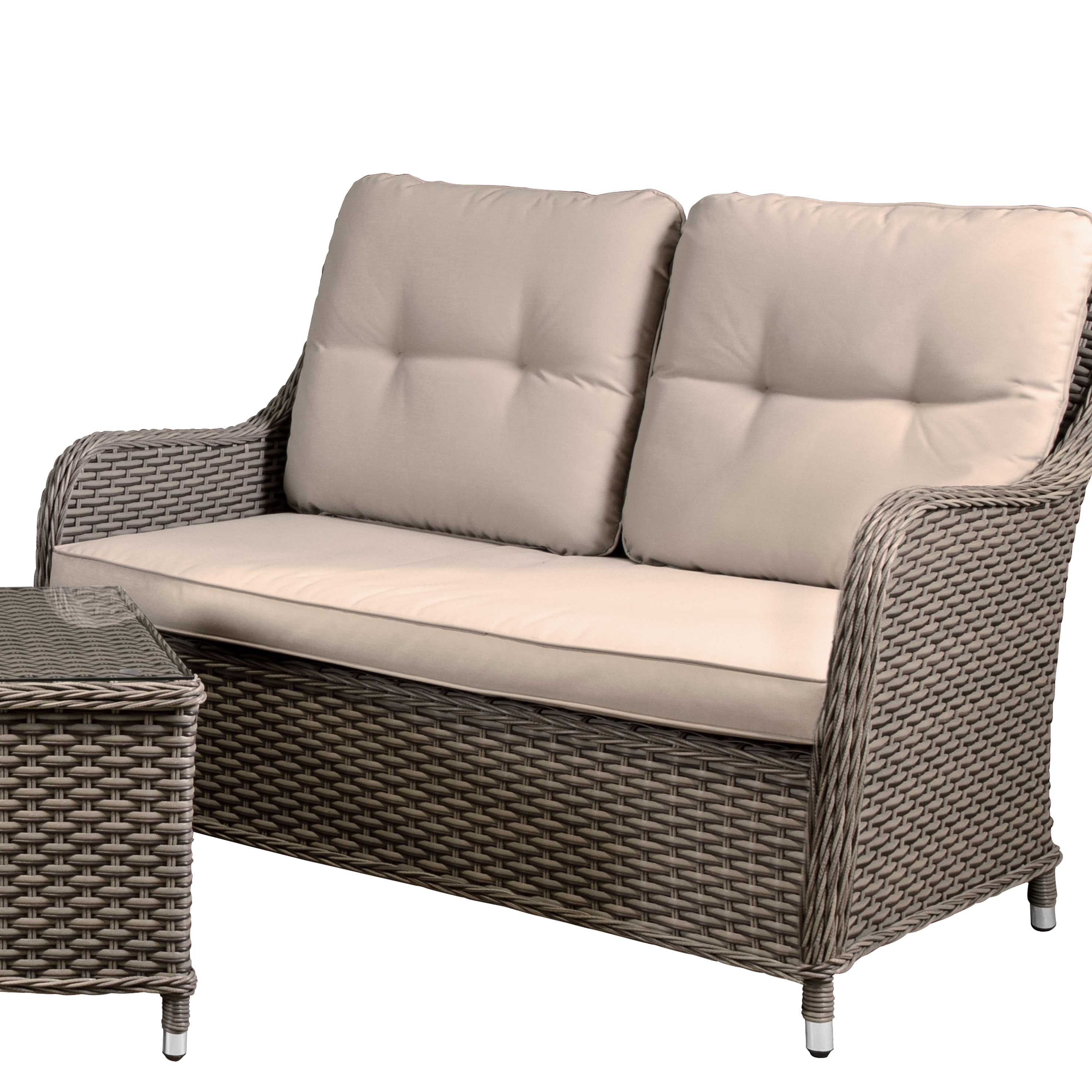 Chester 3-Piece Outdoor Rattan Patio Furniture Set with 2 Double Seater Wicker Sofas - Brown Weather-Resistant Lounge Set for Garden, Poolside & Backyard Relaxation