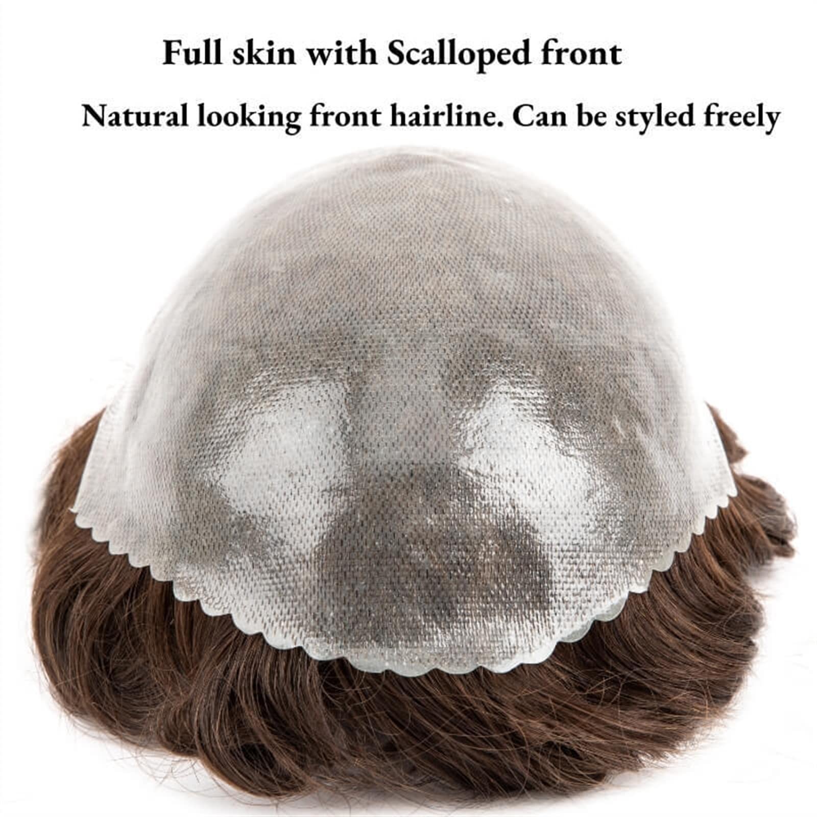 Premium Men's Toupee Human Hair System - 0.08mm PU Skin Base, 7.5 Inch Natural Hairline, Durable Wig for Thinning Hair (Color: 1B10#) - Perfect for Daily Wear, Special Occasions & Hair Loss Solutions