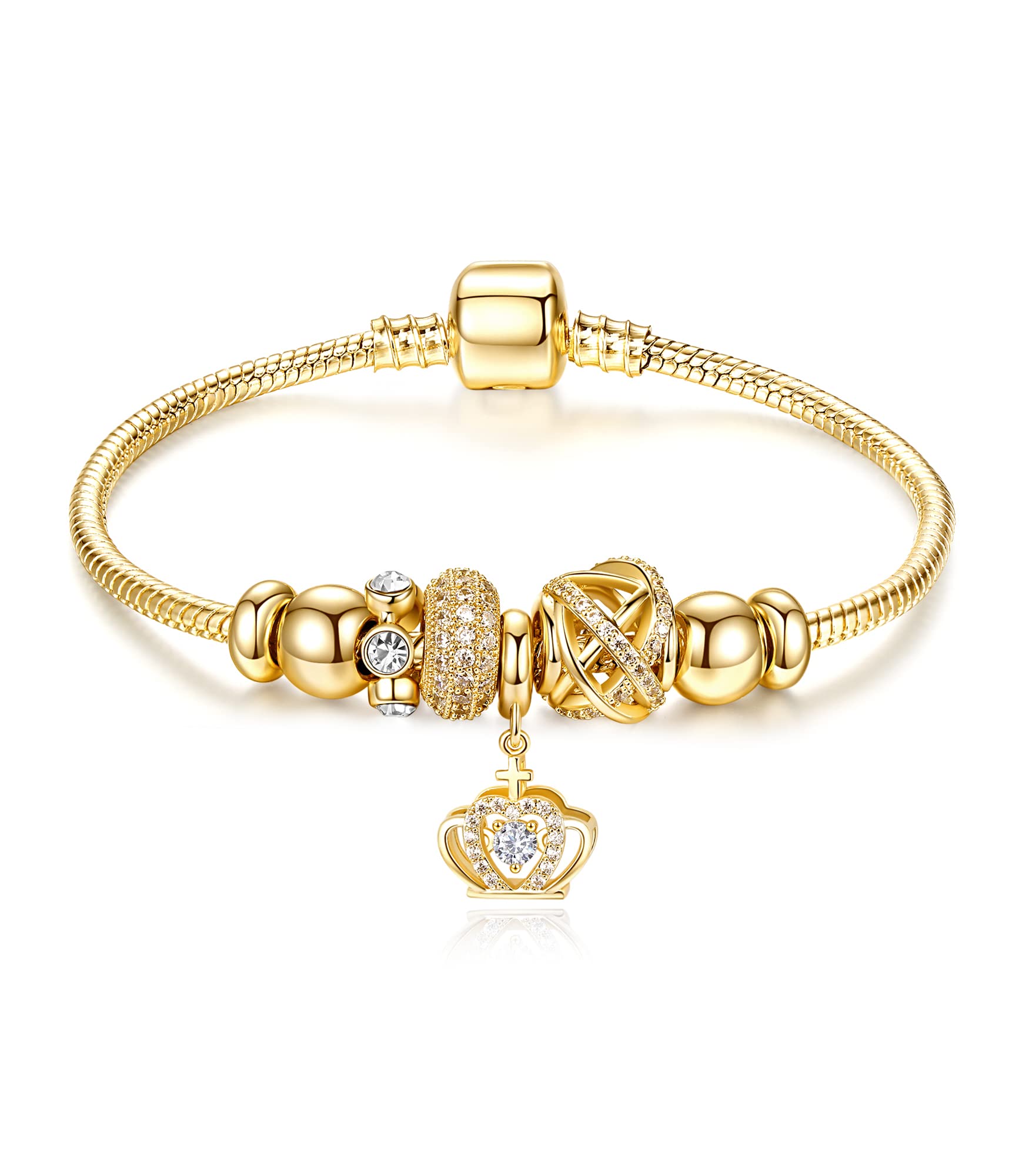 14K Gold Plated Charm Bracelet for Women - Elegant Symbol Bracelet Gift for Mother's Day, Mom, Wife, Her | Perfect for Birthday, Anniversary, Valentine's Day & Special Occasions